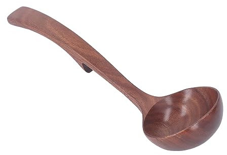 Cucharón de Sopa de Madera de Teca, Cuchara con Gancho Curvo, Cuchara Grande de Madera, Utensilio Ecológico, Cucharones de Madera para Guisar, Gachas Japonesas para Accesorios de