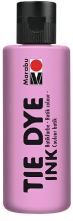 Marabu TIE DYE INK 17300004227 - Colore batik rosa pastello, 80 ml a base d'acqua, vegano, per tessuti chiari, fino al 20% di fibre sintetiche
