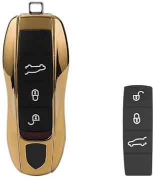 KPLYDSASTD Guscio Chiave Telecomando Auto in Oro specchiato, Adatto for Porsche 911 Carrera Panamera Boxster Cayman Cayenne Macan Custodia per Chiavi dell'auto(A)