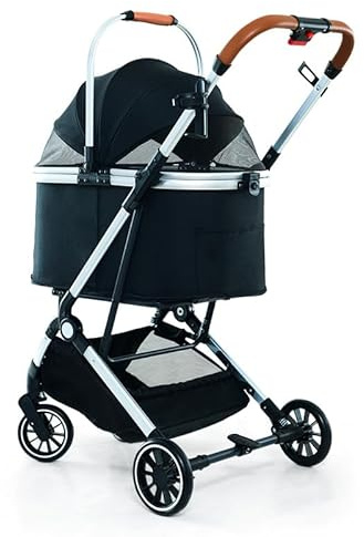 CHEMYO zusammenklappbarer Kinderwagen für Haustiere, Abnehmbarer Hundewagen Buggy für Bequeme Spaziergänge im Freien, Kinderwagen mit 4 schnell klappbaren Rädern