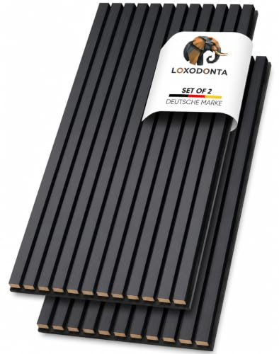 Loxodonta Akustikpaneele Holz 2er Set 275 x 28 cm 1,54 m² Schwarz