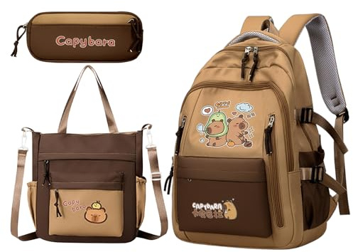 Genérico Tier-Rucksack – Capybara-Rucksack, eleganter Satchel Studentenrucksack, leichter Laptop-Ständer, modisches Aufbewahrungspaket für Mädchen, Reisen, für Kinder., Back to Back Model, Consulte la