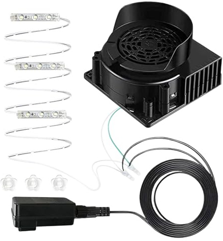 Aufblasbarer Gebläser - Gebläse Ersatz Mit 3 LED Leuchten - Tragbare Pumpe für Jahrmarkt Luftburg Camping Deko Garten Poolschwimmer