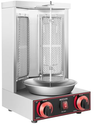 DönerGrill a gas Kebab Machine, 3000 W 220 V Döner Elettrico, Grill Machine, Griglia verticale in acciaio inox incl. Döner Kebab Machine per ristorante e casa, riscaldamento a infrarossi girevole a