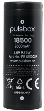 Batería de iones de litio 18500 de 3,6 V – 3,7 V (polo positivo plano) (2600 mAh)
