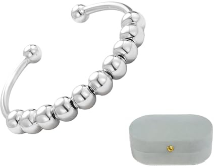 Collenatsy Anti Stress Ring für Damen, Eleganter Fidget Damenschmuck gegen Anxiety aus Edelstahl, Wasserfeste und in verstellbaren Größen erhältlich (Silber)