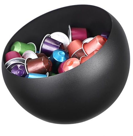 OGANAZI Edelstahl Kaffeekapseln Organizer Schwarz Kapselhalter (Schräg) | Kaffeepads Behälter Modern Metall Dekoschale für Kaffeeküche Büro, Kaffeebar, Küche, Wohnzimmer Geschenke für Kaffeeliebhaber