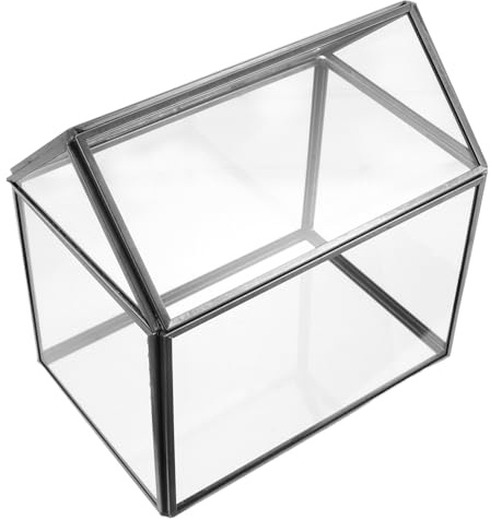 Homoyoyo Terrario de Cristal con Forma de Casa Negra Maceta Geométrica para Plantas Aéreas Invernadero de Mesa para Suculentas Exhibición Decorativa para Interior y Escritorio Adecuado
