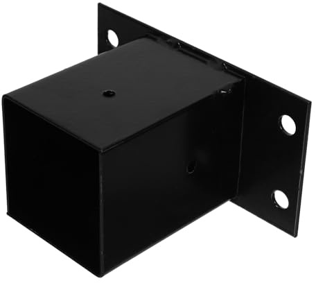 TEHAUX Support de Poteau de Terrasse en Métal Noir, Base Robuste pour Poteaux de Clôture et Boîte aux Lettres, Pieds de Nivellement Résistants, Socle de Remplacement pour Jardin