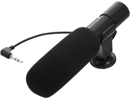 CHICAMPERA Micrófono para Grabación Profesional de Entrevistas para Cámara Réflex DSLR, Cardioide de Alto Rendimiento, Cable de 3,5 Mm y Soporte para Videocámara, Color Negro, Compatible
