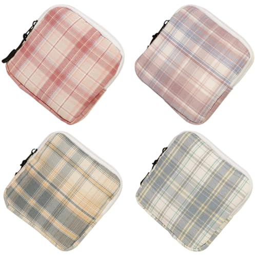 NULYLU Set 4 Sacchetti Igienici per Assorbenti in Cotone Compatti Protezione Privacy Borsa per Assorbenti Femminili per Viaggi e Uso Quotidiano