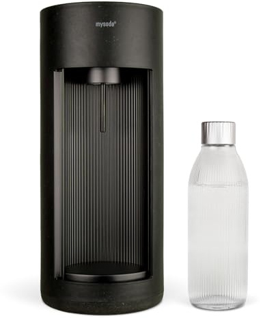 Mysoda Glassy - Machine à eau pétillante avec 1 bouteille en verre (sans cylindre de CO2) - Noir