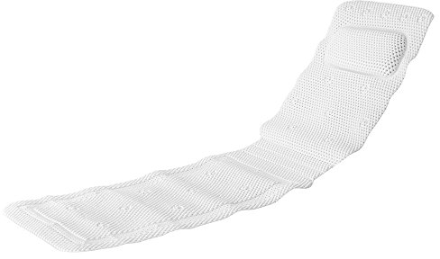 Mr.do Badewannenmatte mit Kissen Weiß Weich rutschfest Antibakteriell Geschäumtem PVC (14,2 x 49,2 Zoll)