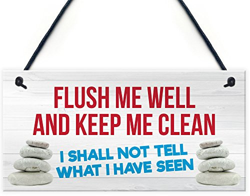 Red Ocean WC-Schild mit Aufschrift Toilet Flush Me Well, lustiges Schild zum Aufhängen an der Tür, Geschenk, Badezimmer