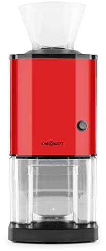 oneConcept Icebreaker - Broyeur à glace , Jusqu'à 15 kg/heure , Look chic en acier , Capacité de 3,5 litres , Entonnoir de remplissage , 220-240V , 4 pieds ventouses , Rouge