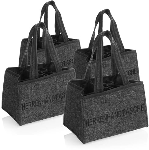 COM-FOUR® 4x flaskpåse - filtpåse med handtag för drycker - filthållare för 6 flaskor - hopfällbar 6-delad hållare för flaskor upp till 0,5 l