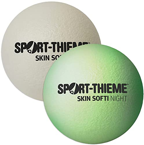 Sport-Thieme leuchtender Skin-Ball | Fluoreszierender Leuchtball, Softball | Weich, griffig, hygienisch | Gute Sprung- und Flugeigenschaften | Ø 16 cm, Umfang: 50 cm | 83 g | Weiß