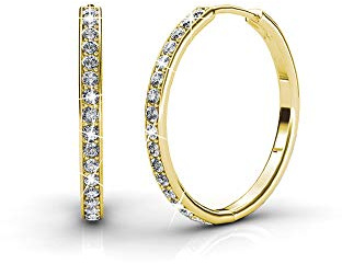 MYC-PARIS - Schicke Ohrringe + Messing + 18k vergoldet - Hochwertiger österreichischer Kristall - Geburtstagsgeschenk, Muttertag, Weihnachten - Goldfarbe
