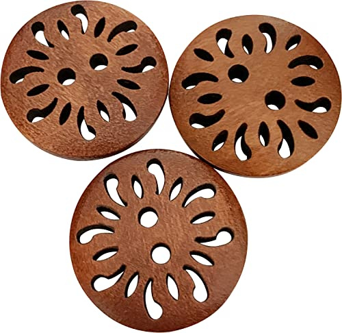 boutons ronds en bois marron (Marron A-25mm-20pièces)