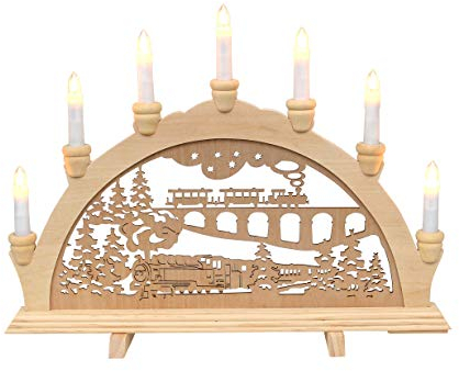 Dekohelden24 - Arco de madera con diseño de ferrocarril (7 luces, 45 x 4 x 33 cm)