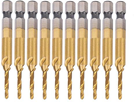 Jeu de tarauds à vis, 10 pièces Jeu de forets à queue hexagonale M3-Drill 2.5 Accessoire de taraudage en spirale composite revêtu Foret taraudeur pour métal, bois, bloc, brique, carrelage et plastique