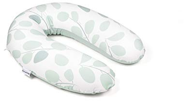 Doomoo Cuscino per allattamento e gravidanza Buddy – 180 cm con rivestimento in jersey di cotone biologico, con sottile imbottitura in microperle EPS Oeko-TEX® Standard 100, Aqua Leaves Green