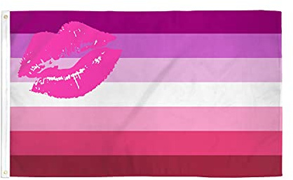 AZ FLAG Drapeau Fierté lesbienne féminine lipstick 150x90 cm 2 Œillets | Usage intérieur Drapeau décoratif de l'Union Jack coutures doubles et bords renforcés avec œillets métalliques