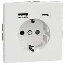 Schneider Electric Merten MEG2367-6035 Prise Schuko USB type A+C, 2 pôles + E, design système, blanc lotus
