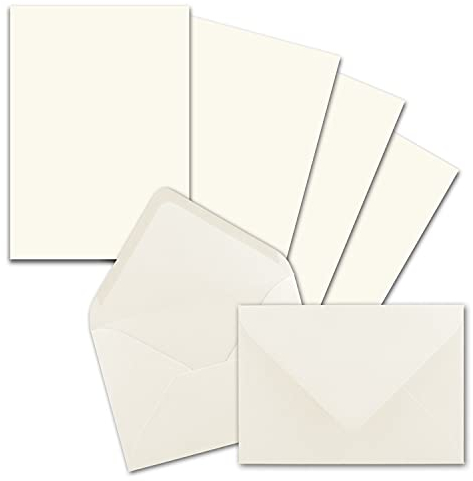 25x Briefpapier-Sets DIN A5 mit C6 Briefumschlägen - Naturweiß - Nassklebung (Weiß) - mattes Schreibpapier mit Kuverts - FarbenFroh by GUSTAV NEUSER