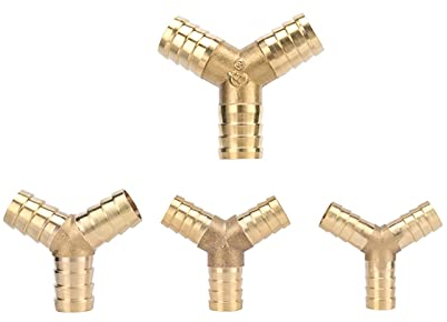 Garten-Klempnerschlauch-Adapter 6mm 8mm 10mm 12mm 14mm 16mm 19mm y-förmige Messing 3-Wege-Barb Schlauchverbinder Gartenbewässerwasser-Wasser-Rohrfass-Stecker 3Pcs (Color : 6mm)