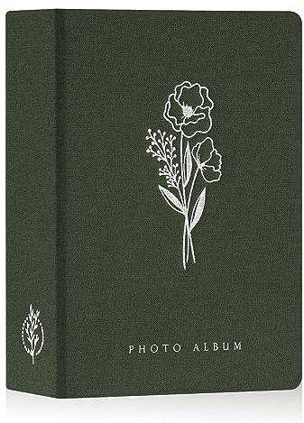 Lanpn Fotoalbum 13x18 200 Bilder, Klein Leinen Einstecken Einsteckalbum für Hochformat Fotos Bilder Grün