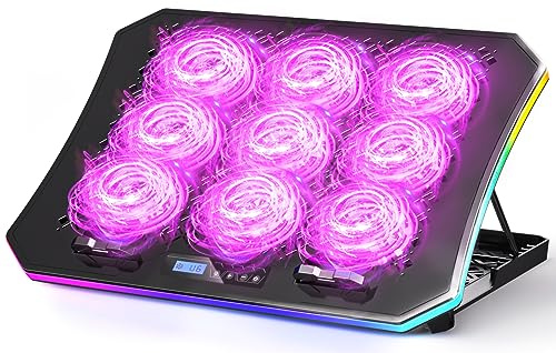KeiBn bärbar datorkyldyna, bärbar datorfläkt kyldyna för spel med 9 tysta fläktar, RGB laptopkylare för 15,6-17,3 tum, kyldyna för bärbar dator med 7 höjdstativ, 2 USB-portar, telefonstativ – lila
