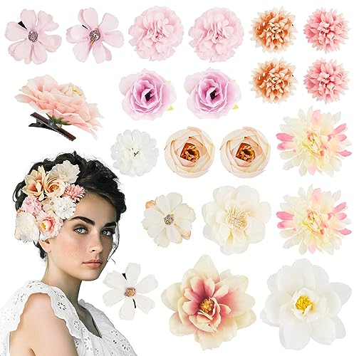 BOFUNX 21 Stücke Blumen Haarspange Blumen Haarclips Mädchen Haarklammern Kinder Damen Haarschmuck Party Hochzeit