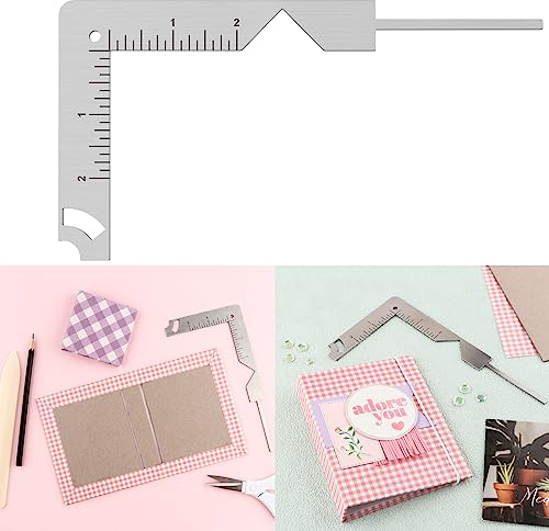 CYFUN DESIGN 5-in-1 Book Cover Guide, Sturdy Chipboard Covers, Bookbinding Ruler, Stainless Steel Metal Bookbinding Tool, Scrapbooking Tools for Arts & Crafts