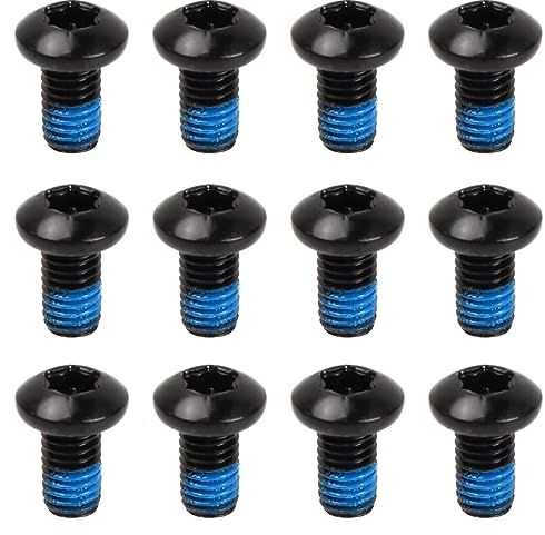 Zsanhua 12 Pcs Bike Disk Brake Bolts, Bicycle Rotor Screws M5 x10mm, Brake Rotor Bolts Black with T25 Star Wrench for MTB & Road Bike