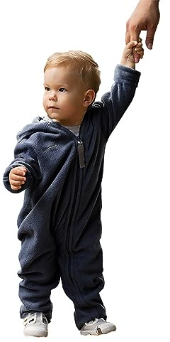 Hoppediz Unisex Baby Fleece Overall Baby Jumpsuit (paket med 1), Hav, 80-86