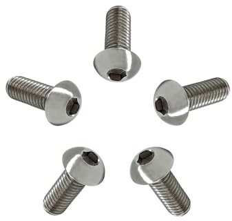 RISON-Titanium 5 Pezzi Viti a Testa Bombata in Titanio con Esagono Incassato M6x20mm, Viti a Brugola Bulloni in Titanio ISO7380, Vite a Testa Semicircolare Vite a Bottone a Testa Tonda per Bici Moto