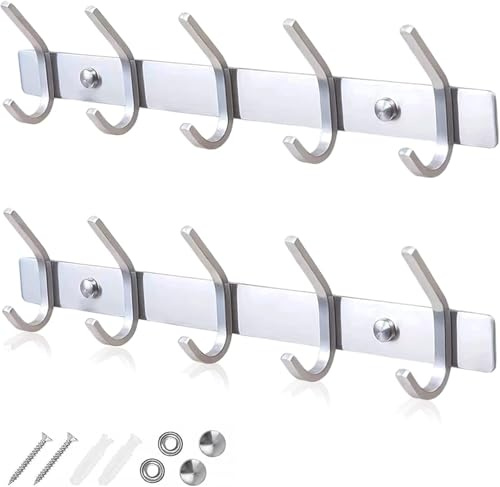 GlazieVault Kleiderhaken wand - Garderobenleiste Edelstahl (2 Stuck), Garderobenhaken Schwere, Garderobe Wandhaken, Wandgarderobe, Hakenleiste (Silbernes J)