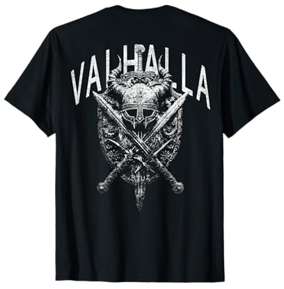 Valhalla Odin Thor Runen Viking Helm Backprint Wikinger T-Shirt