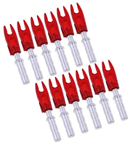 Folpus 12 Pièces Encoches de Précision de à l'arc en Plastique pour Arbre de Flèche ID 4.2mm Universel, Rouge, 4.2mm