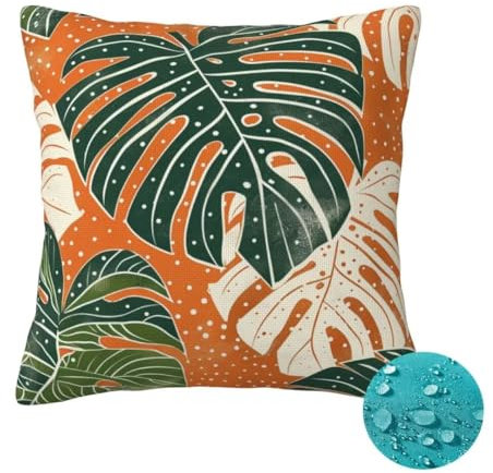 Outdoor Kissen Wetterfest 2 Stück Orange Kissenbezug 60x60 cm, Sommer Gartenkissen Deko Outdoor Sitzkissen Wetterfest, Kissenbezüge Herbst Outdoorkissen für Balkon Terrasse Patio Garten Deko -OZ299