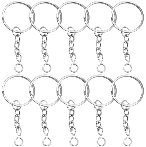 Xrten 100 Piezas Argollas para Llaveros 25 mm, Cadena Llavero Plata, Anillas de Llaveros de Metal, Llaveros Redondos, para la Fabricación de Joyas y Manualidades