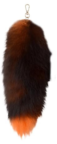 Fuchsschwanz Anhänger etwa 40 cm Fell Schwanz Keychain Extra Groß Schlüsselring Tasche Zusätze Auto Schlüsselketten Anhänger Weich Flaumig Dicht Dekoration Ursprüngliche Natürliche Farben, F