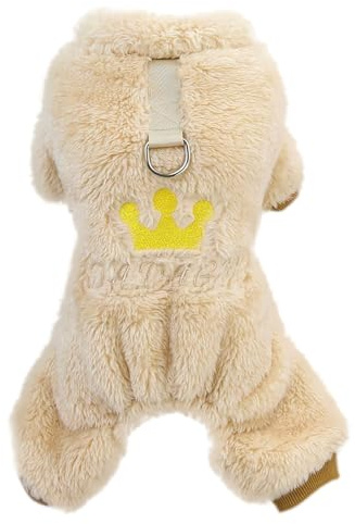 Izefia Hund Pullover Kleidung Fleece Wolle Pullover Winter Warmes Sweatshirt 4-Beine Jumpsuit Pyjamas Krone Prinzessin Pullover für Kleine Hund Mittlere Katze