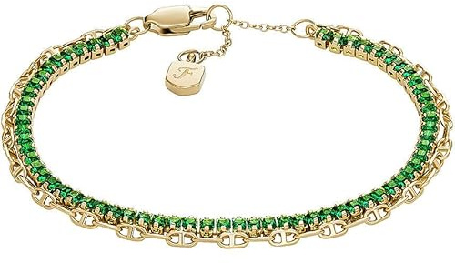 FOSSIL Women's Messing mit Karabinerverschluss Doppelkettenarmband