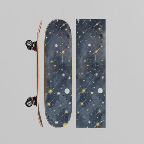 LMYEE Skateboard Grip Tape, Black Griptape Sheet 9 x 33 Inch 2 Pack, Non Slip Bubble Free Skateboard Sandpaper, Scooter Grip Tape, Nice packgae Without Foldable Mark (2PCS Black) (galaxy)
