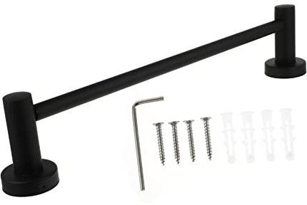 Angoily Adjustable 304 Stainless Steel Hand Towel Bar Bathroom Towel Holder Single Rod Black Telescopic Rail for Wall Mount
