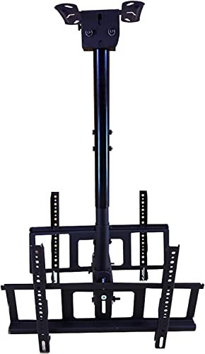 Supporto TV da soffitto per 32 televisori da 60 pollici con regolazione telescopica dell'altezza design a doppio schermo, supporta fino a 49,9 kg Supporto TV multifunzionale