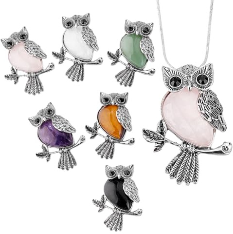 PH PandaHall 6 Stück Eulen Anhänger Aus Kristallstein Eulen Charms Zum Basteln Eulenanhänger Aus Tibetischer Legierung Im Antik Silber Für Die Schmuckherstellung An Halsketten 46.5x35.5mm