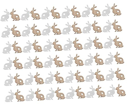 SEWACC 72pcs Wooden Easter Decor Cartoon Pattern Easter Craft Slices for DIY Home Decoration Spring Festivities Wood Material for Creating Cozy Atmosphere